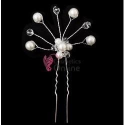 Ac metalic pentru par ACM039 Floare cu Strasuri si perle